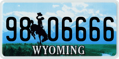 WY license plate 9806666