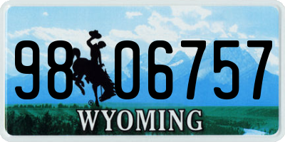 WY license plate 9806757
