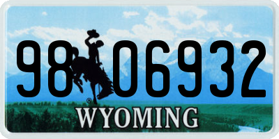 WY license plate 9806932