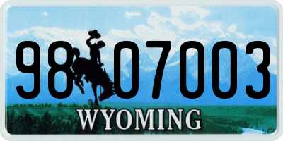 WY license plate 9807003
