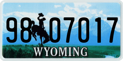 WY license plate 9807017