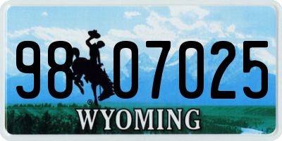 WY license plate 9807025