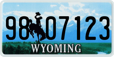 WY license plate 9807123