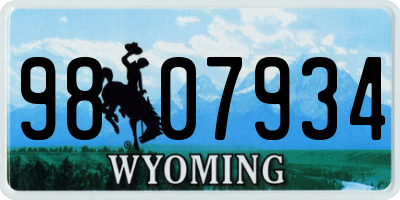WY license plate 9807934