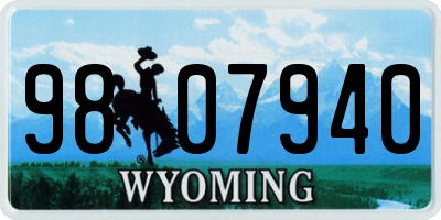 WY license plate 9807940