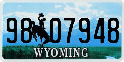 WY license plate 9807948