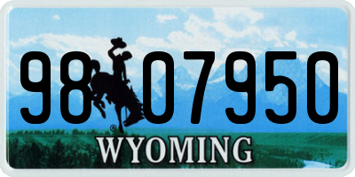 WY license plate 9807950