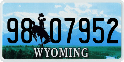 WY license plate 9807952