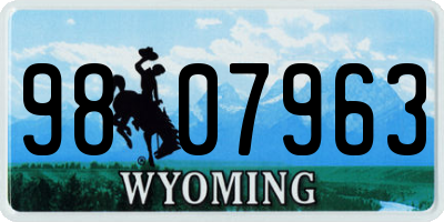 WY license plate 9807963