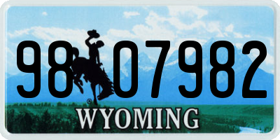 WY license plate 9807982