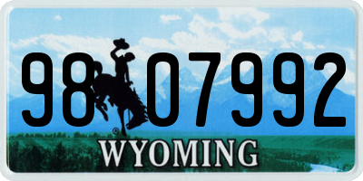 WY license plate 9807992