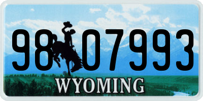 WY license plate 9807993