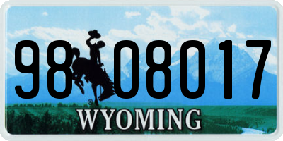WY license plate 9808017
