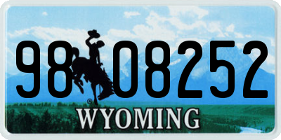 WY license plate 9808252