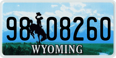 WY license plate 9808260