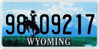 WY license plate 9809217