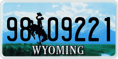 WY license plate 9809221