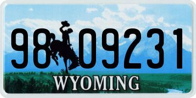 WY license plate 9809231