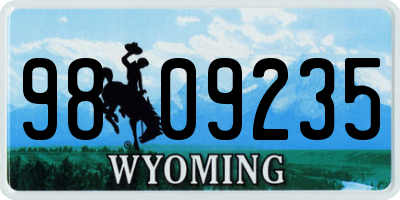 WY license plate 9809235