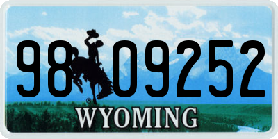 WY license plate 9809252