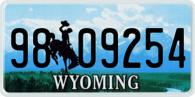 WY license plate 9809254