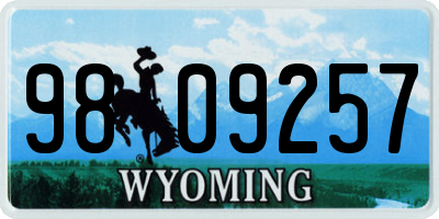WY license plate 9809257