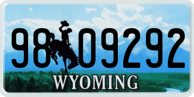 WY license plate 9809292