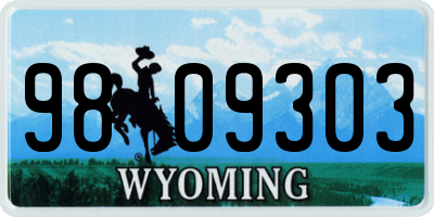 WY license plate 9809303