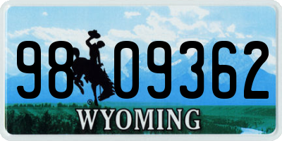WY license plate 9809362