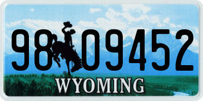 WY license plate 9809452
