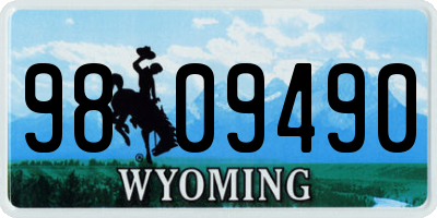 WY license plate 9809490