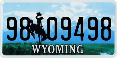 WY license plate 9809498