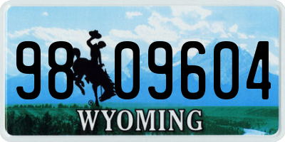 WY license plate 9809604