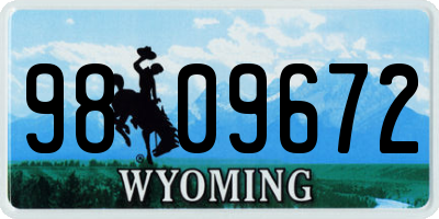 WY license plate 9809672