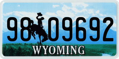 WY license plate 9809692
