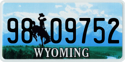 WY license plate 9809752