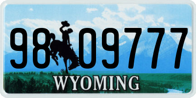 WY license plate 9809777
