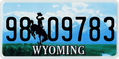 WY license plate 9809783