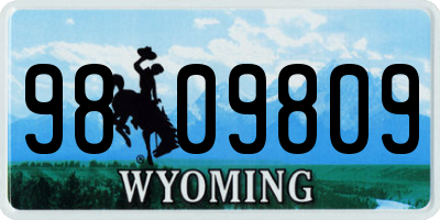WY license plate 9809809