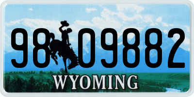 WY license plate 9809882