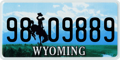 WY license plate 9809889