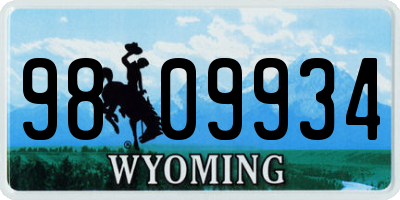 WY license plate 9809934