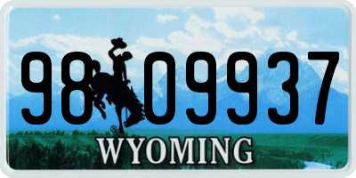 WY license plate 9809937