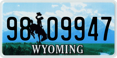 WY license plate 9809947