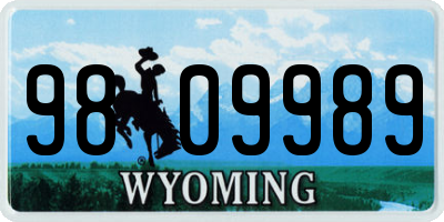 WY license plate 9809989