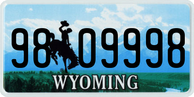 WY license plate 9809998