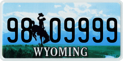 WY license plate 9809999