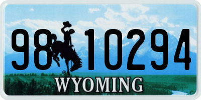 WY license plate 9810294