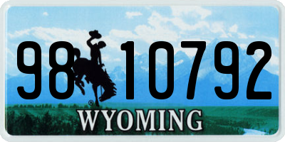 WY license plate 9810792