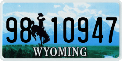 WY license plate 9810947